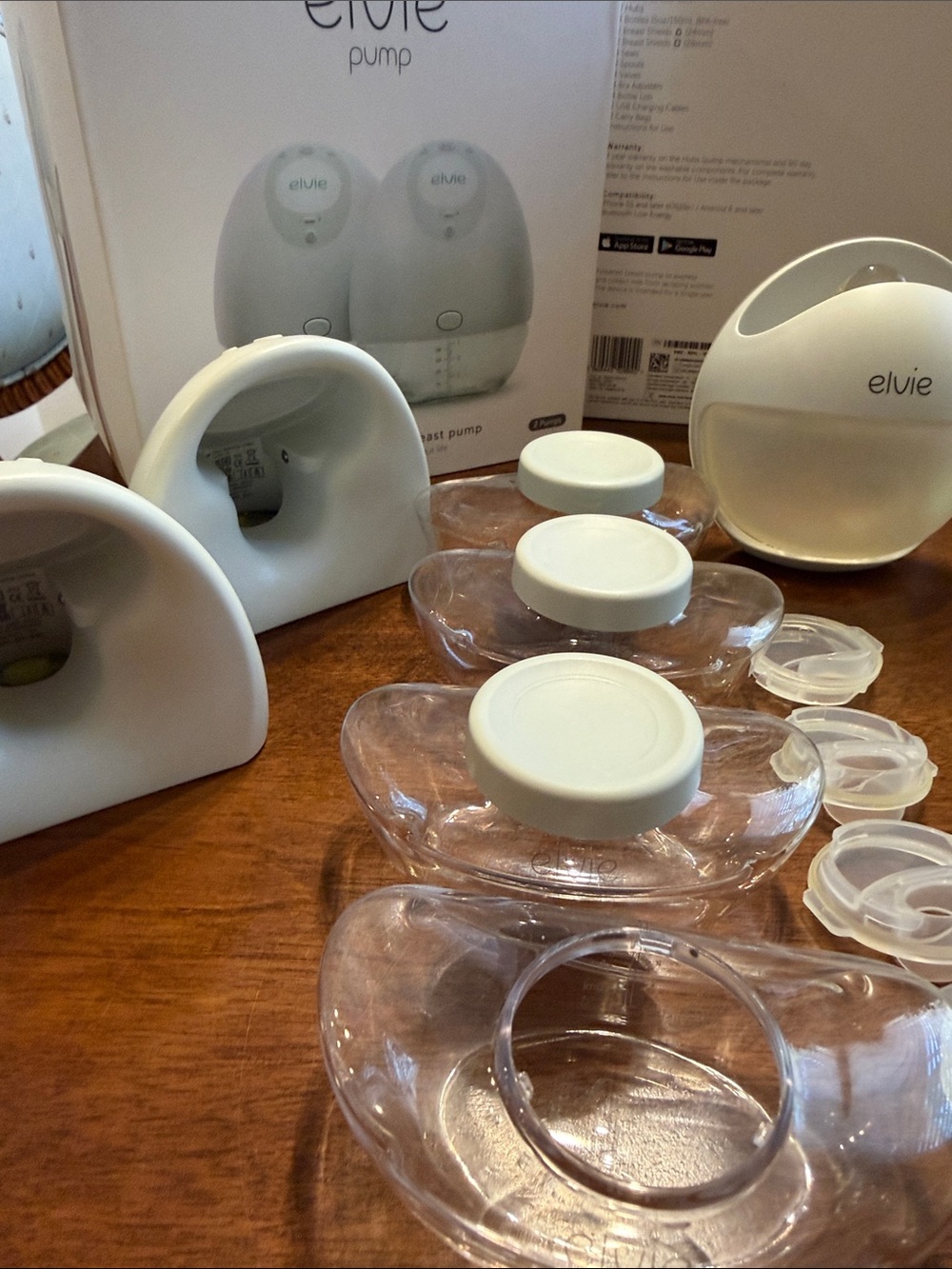 Elvie Double Electric Breast Pump Set in White - Picture 3 of 9
